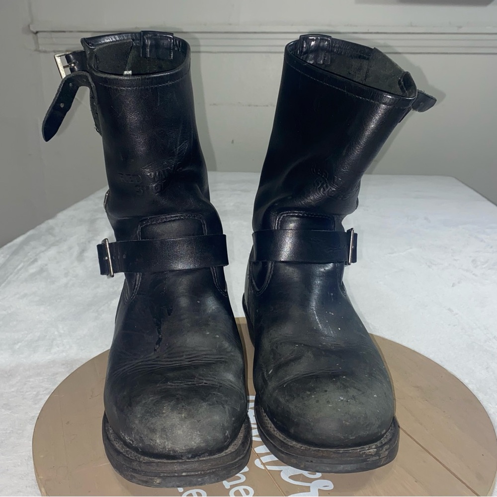 Red Wing 968 Motorcycle Black Leather Boots Men’s Size 9.5 Biker Soft Toe Used